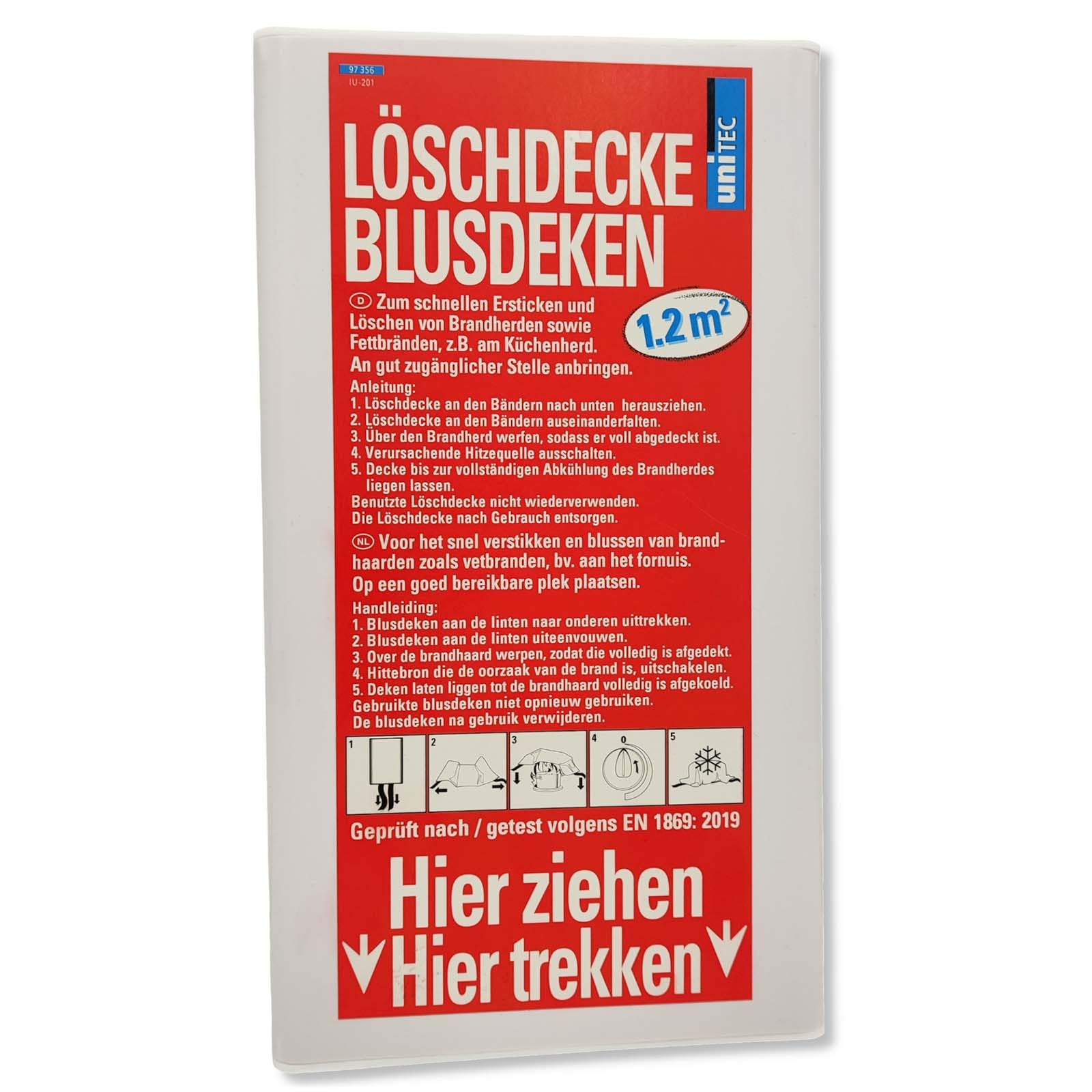 BURI 12 mantas ignífugas con soporte de pared, manta ignífuga, cubierta de seguridad de supervivencia de emergencia para cocina, techo de fibra de vidrio, 110 x 110 cm (1,2 m²)