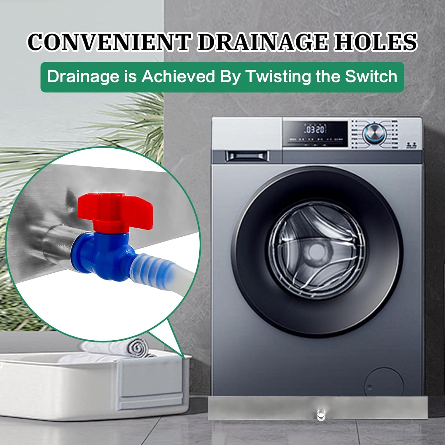Washing Machine Pan with Drain Hole 304 Stainless Steel Heavy Duty 27x25x2.5 Inch Washing Machine Drain Pan Washer Tray Pan for Floor Protection (27X25X2.5 INCH)