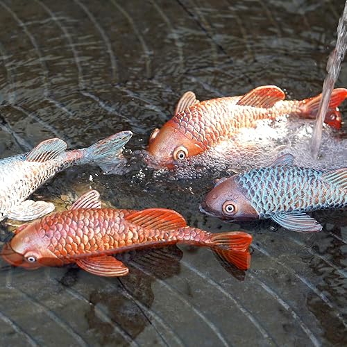 Miniatura 2 de Estatuas de Jardín de Peces Koi de Cerámica Antigua - Juego de 2  Exquisitas Esculturas de Peces para Exteriores, Patio, Estanque y Decoraciones de