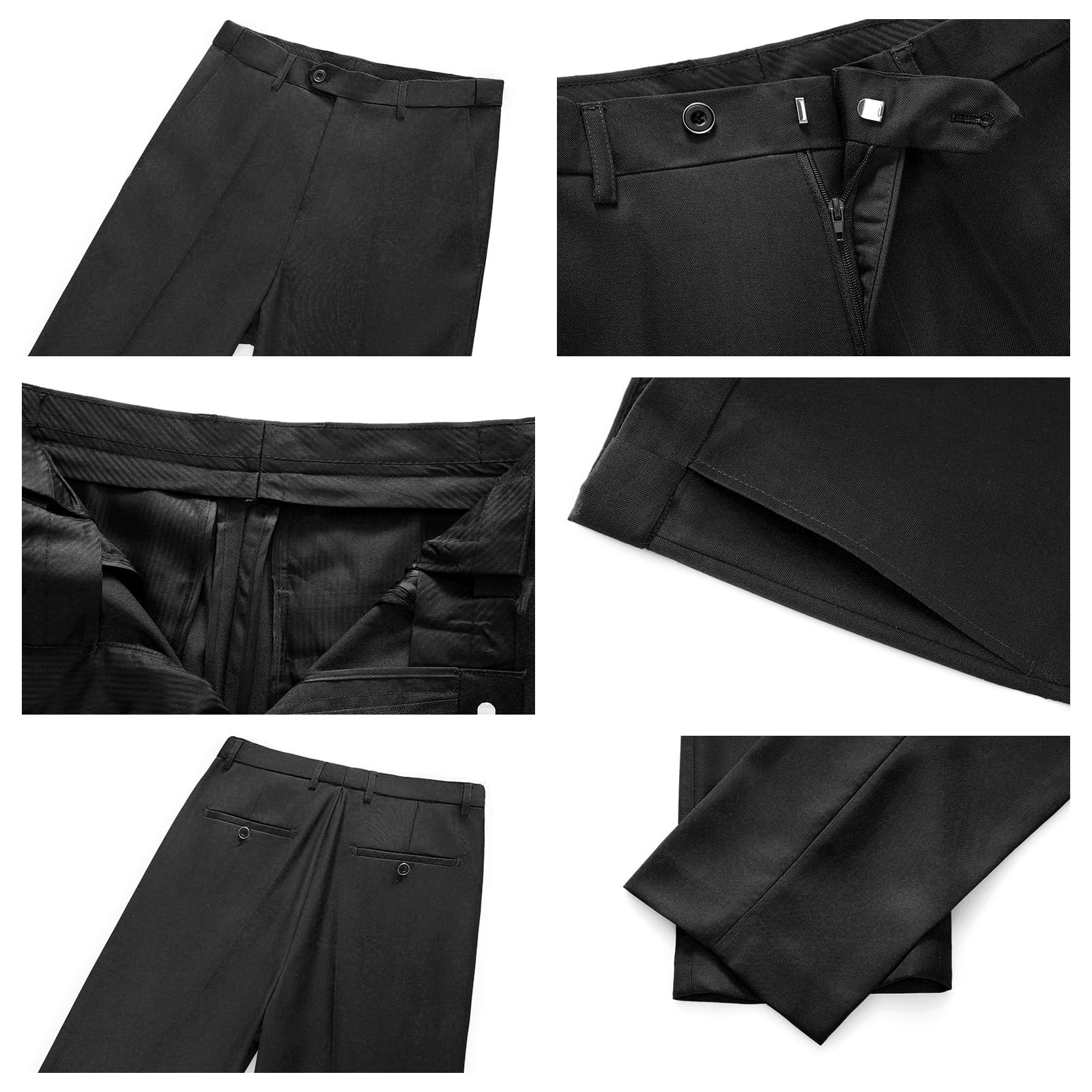 Completo da uomo in 2 pezzi classico a due bottoni, completo da lavoro, blazer e pantaloni con cravatta nera
