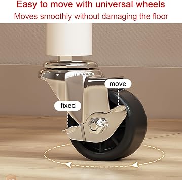 Clothes Rack With Wheels,Garment Rack With Storage Shelves And Coat/Hat Hooks,Hanging Racks For Clothes,Freestanding Rolling Clothing Organizer For Bedroom Living Room(Gold,60cm(23.6in))