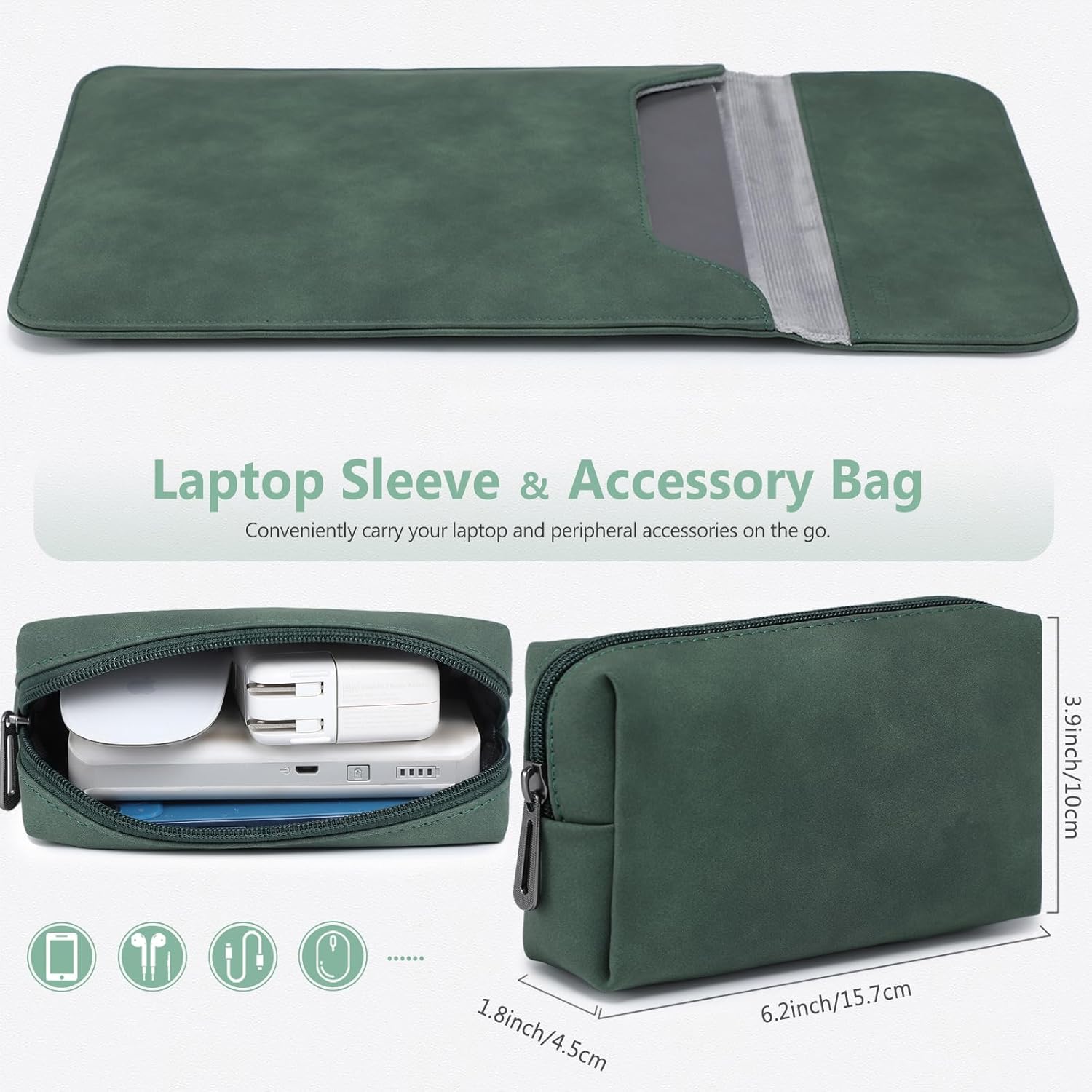HYZUO 13 Inch Laptop Sleeve PC Case for MacBook Pro 13 M2 M1 2026-2016, 13" MacBook Neo 2026 A3404, MacBook Air 13 M5 A3449 M4 M3 M2 M1 2026-2018, 13" iPad Pro/Air, Surface Pro, XPS 13, Midnight Green