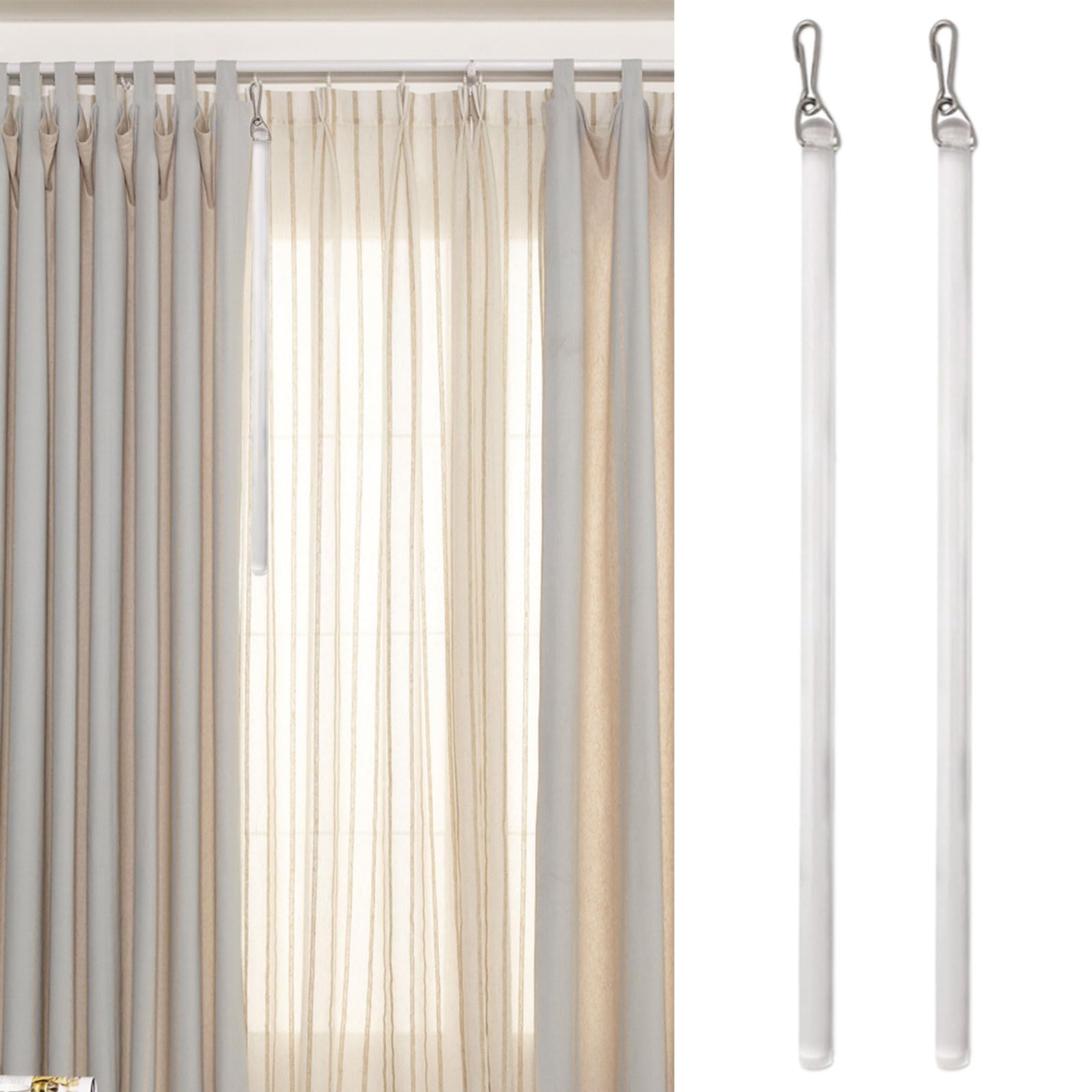 EINCORN Pack of 2 Clear 17Inch Curtain Pull Wand Drapery Control Pull Rod Stick with Hook for Opening and Closing Curtain