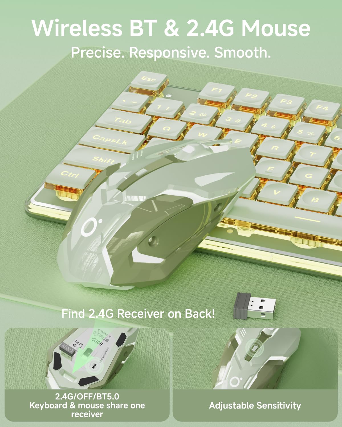 Wireless mouse with USB receiver location
