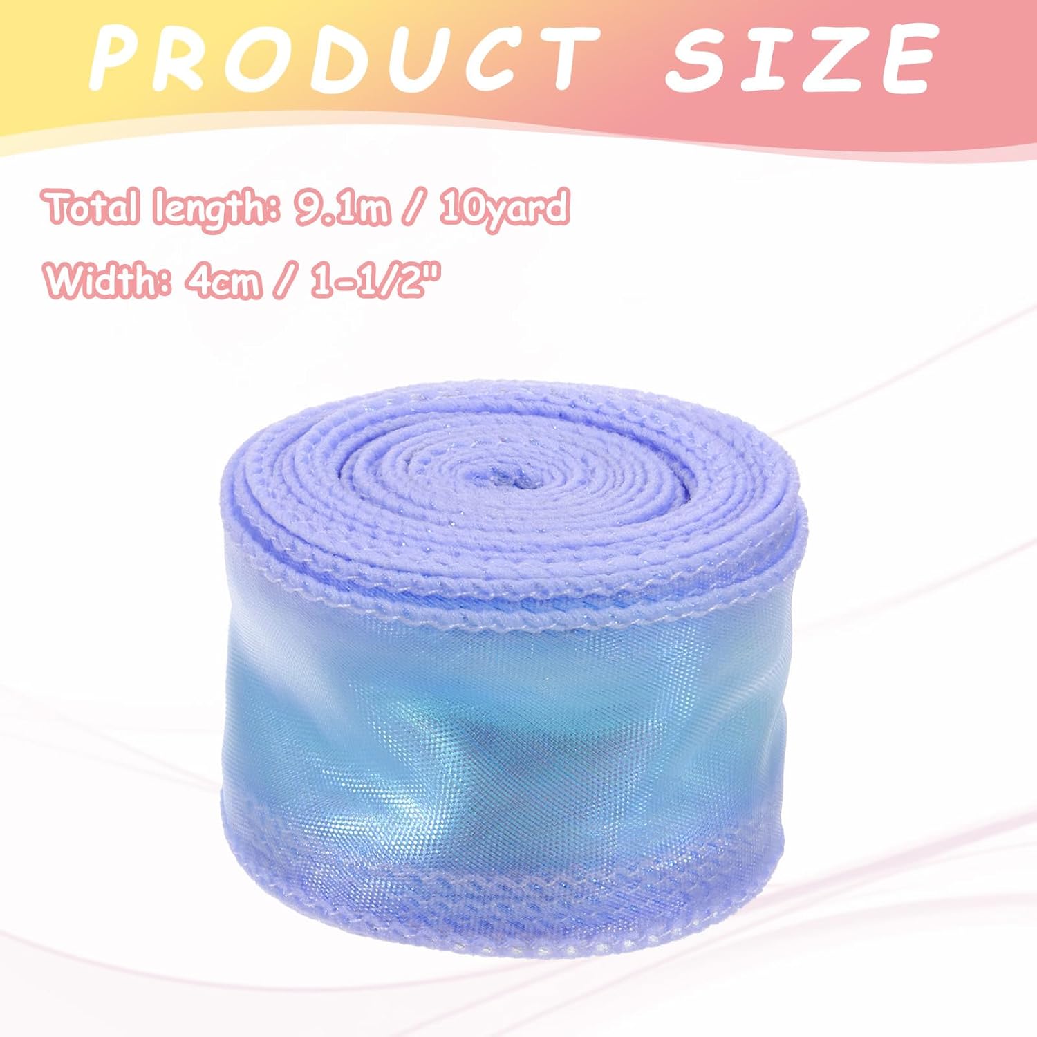 PATIKIL Iridescent Organza Ribbon 1-1/2 Inch x 10 Yard, Sheer Wired Shimmer Chiffon Ribbons Sparkly Fishtail Yarn Gift Ribbons for Gift Wrapping Floral Bouquet, Purple