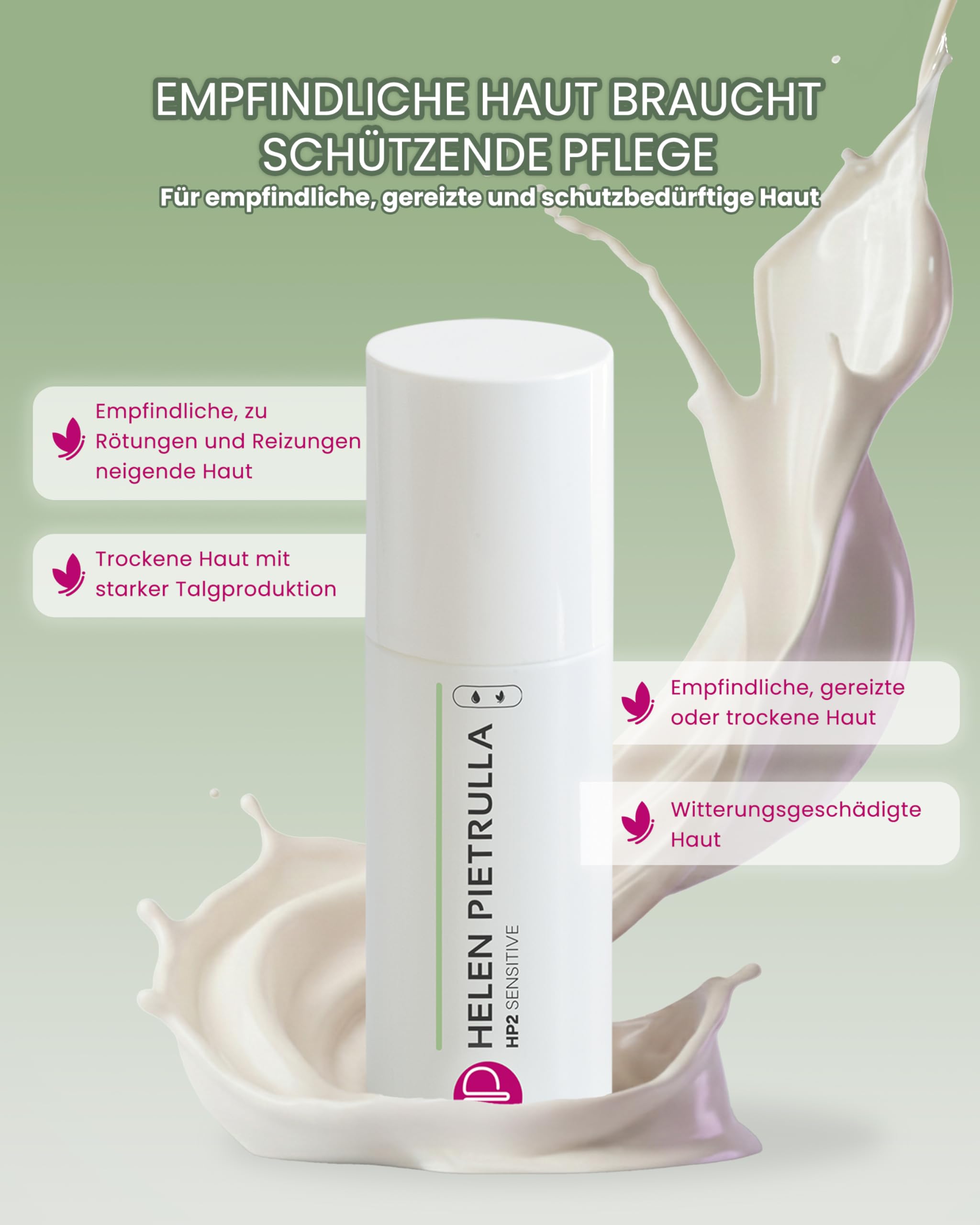 Helen Pietrulla - HP2 Sensitive (100ml) Schützende Tages-/Nachtcreme mit Panthenol, Vitamin E, Calendulaöl, Aloe Vera - Beruhigend, feuchtigkeitsspendend, vitalisierend. Unterstützt Regeneration