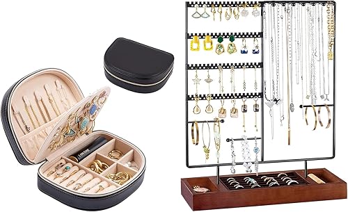 ProCase Paquete de joyero de tamaño de viaje con soporte organizador de joyas ProCase de 6 niveles