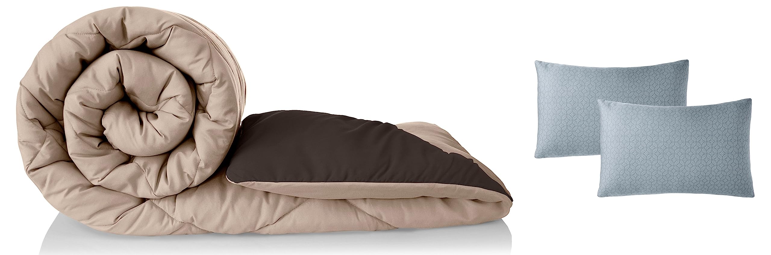 Amazon Brand - Solimo Microfibre Reversible Comforter, Single (Sandy Beige & Walnut Brown, 200 GSM) Microfiber Bed Pillow Set (Grey, 43 x 69 cm) 2-Piece-image-22