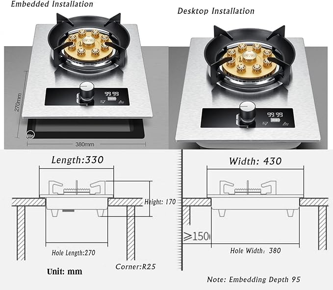 Estufa de Gas Empotrable 1 Puesto 5.2KW con Protección de Apagado miniatura 8