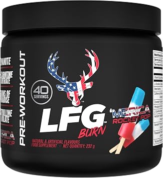 Bucked Up LFG Burn Pre-Workout Powder | Supports Energy & Endurance | Sugar Free | No Proprietary Blends | Rocket Pop Flavour | 40 Servings