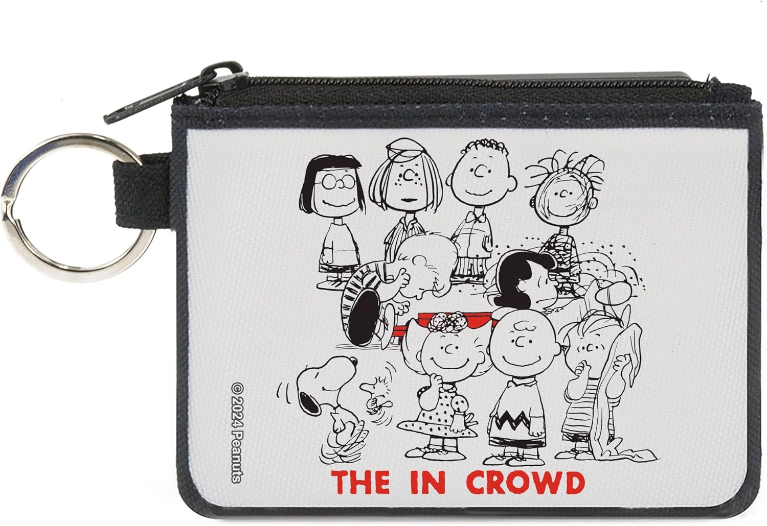 Peanuts Wallet, Coin Purse, Peanuts Gang 75th the In Crowd Group Pose White Black Red, Canvas