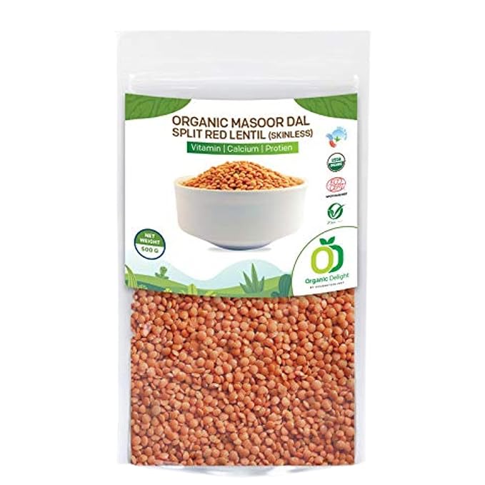 Organic Delight Masoor Dal/Natural Split Red Lentil, Rich in Protein