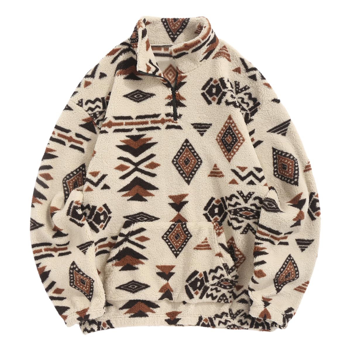 ZAFUL Men 1/4 Zipper Ethnic Aztec Fleece