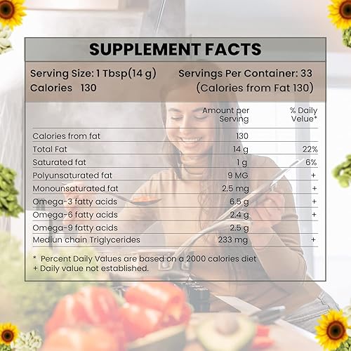 Miniatura 5 de EnergyFirst Omega Energy Oil - Suplemento Omega 3 y 6 con linaza, girasol, aceite de semilla de sésamo y calabaza, antioxidante vegano y 12 onzas