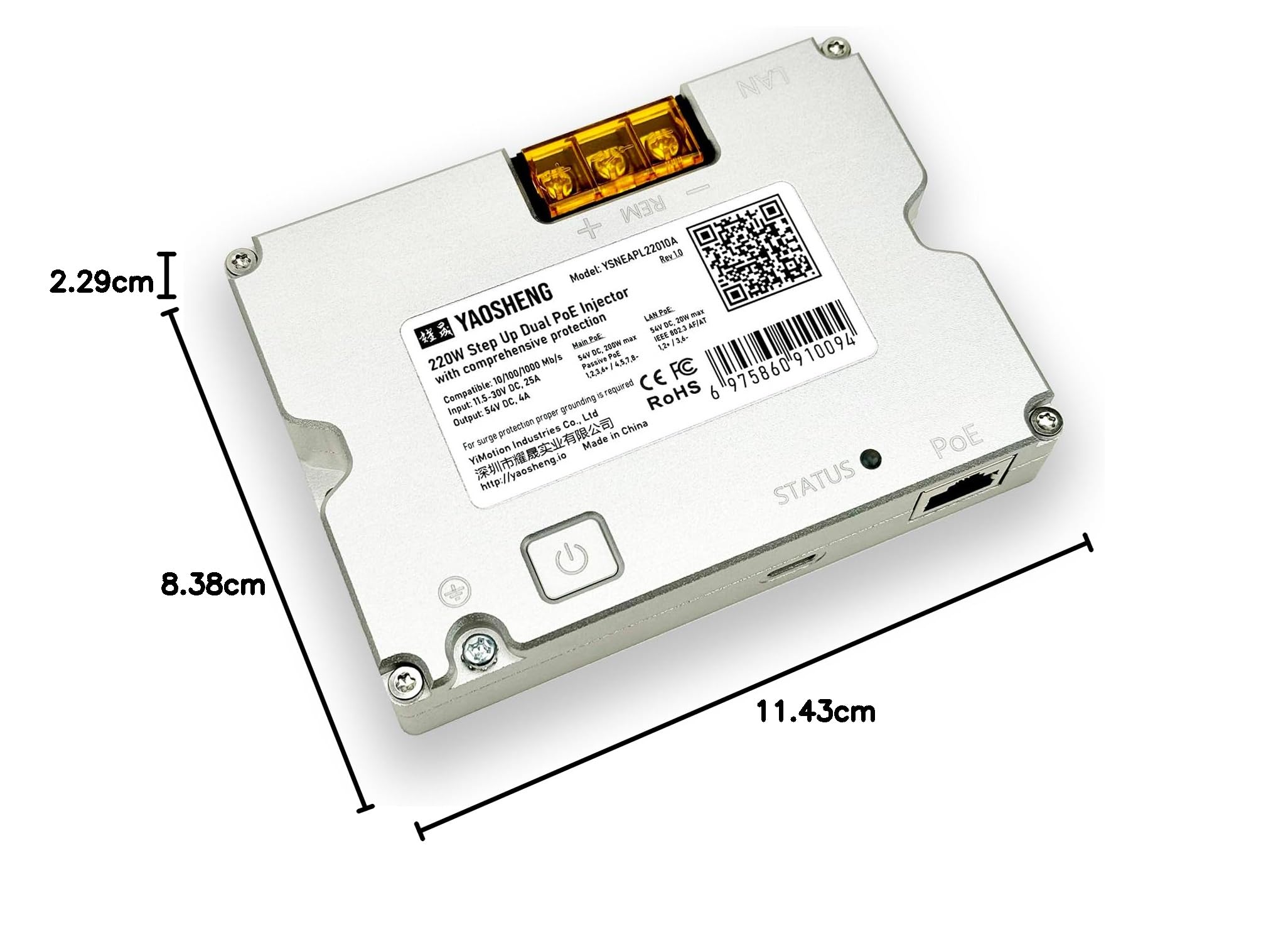 YAOSHENG Injecteur Step Up double PoE 220 W pour Starlink GEN3