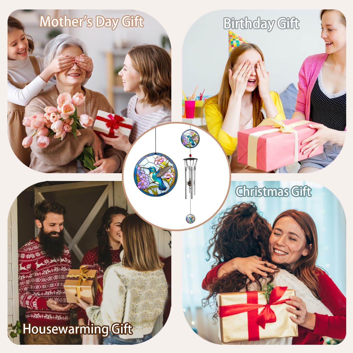 Wind Chimes for Outside 24" Hummingbird Wind Chimes Outdoor Home Patio Garden Decor Hummingbird Gifts Windchimes Outdoors Gift Ideas for Women Mom Grandma Sisters - Image 8