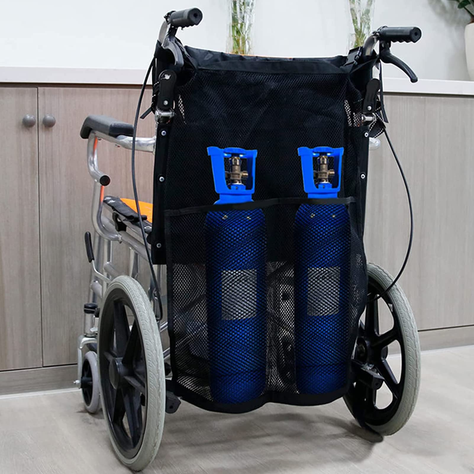 Bolsa para Cilindro de oxígeno Doble para Silla de Ruedas, Bolsa de Transporte para Cilindros de oxígeno, Soporte para Tanque de oxígeno Que se Adapta a Botellas con Cilindros D y E, Soporte para mo