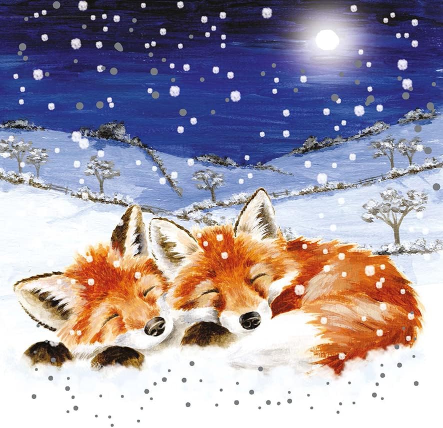 Wrendale Designs by Hannah Dale - Foxes In The Snow - Luxury Christmas Card Set - Pack of 8