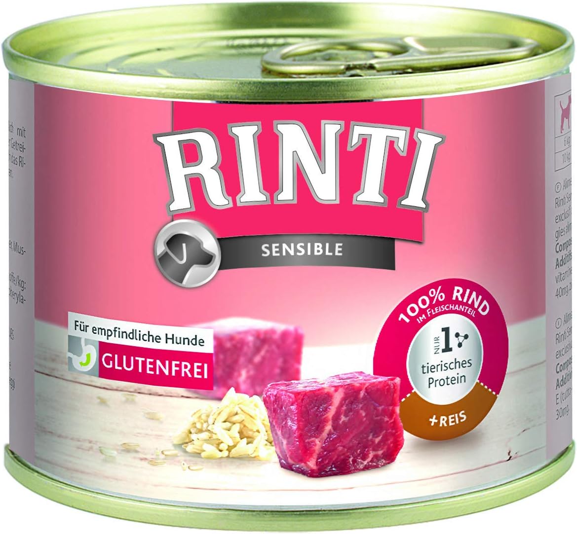 Rinti Perros Forro Oro Cordero, 12 Latas De 185 G, Comida Húmeda Para Perros Pequeños, Rica En Carne