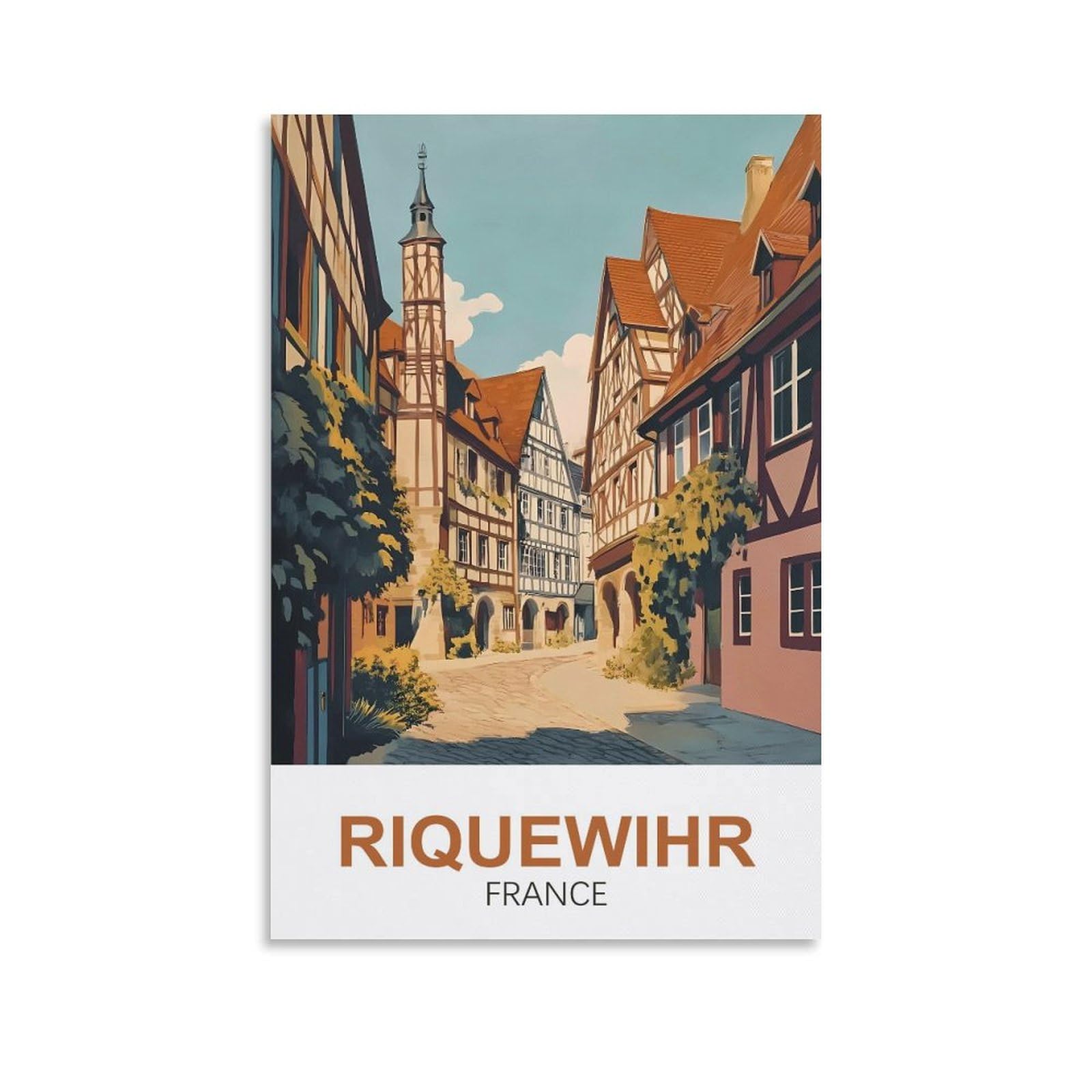 EZMLFA 5D Diamond Art Kits for Beginner,Riquewihr France,Beginners,DIY Full Round Drill Diamond Dot Gem Art Kits for Adults,Crafts for Decor 30x40cm