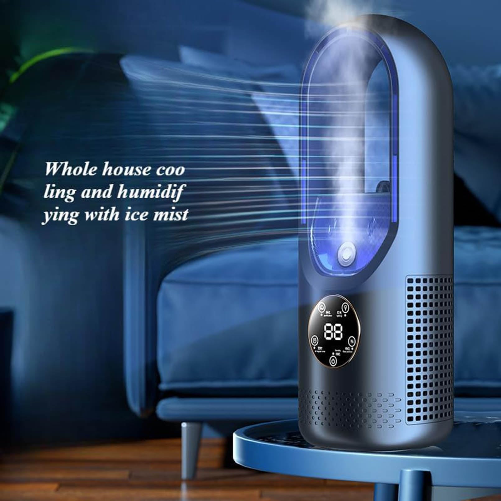 Cooler d'Aria evaporativa, Ventilatore Portatile di condizionatori d'Aria, Ventilatore Senza Lama Personale USB con 6 velocità del Vento e 6 temporizzatori, Ventilatore di Raffreddamento Desktop