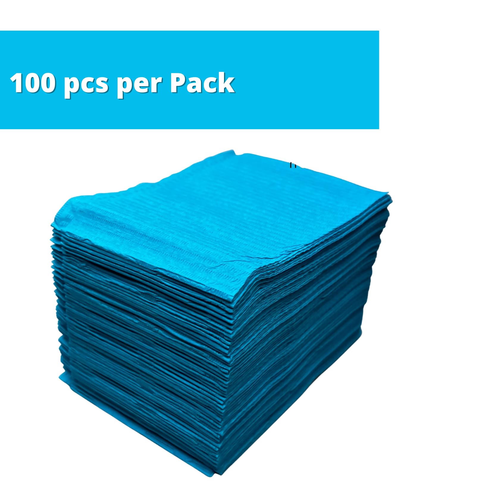 100 Stück 42,5 x 32 cm Dental Lätzchen Einweg 2-lagig Wasserdicht Piercing Tattoo Papier Tischdecken Clean Pad Patient Serviette Tissue Lätzchen für Zahnklinik, Tattoo Station (Caribbean Blue)