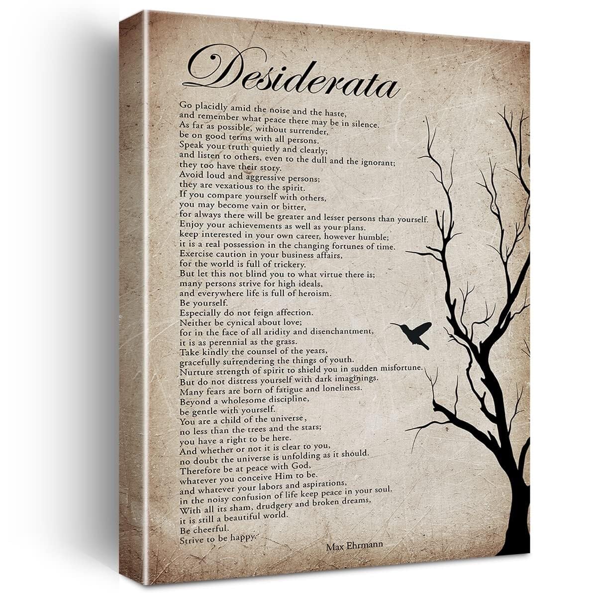 KCDFDVJFBM Desiderata Poem Canvas Wall-Art Literary Minimalist Poster for Home Decor(Framed,12x18inch(30x45cm))