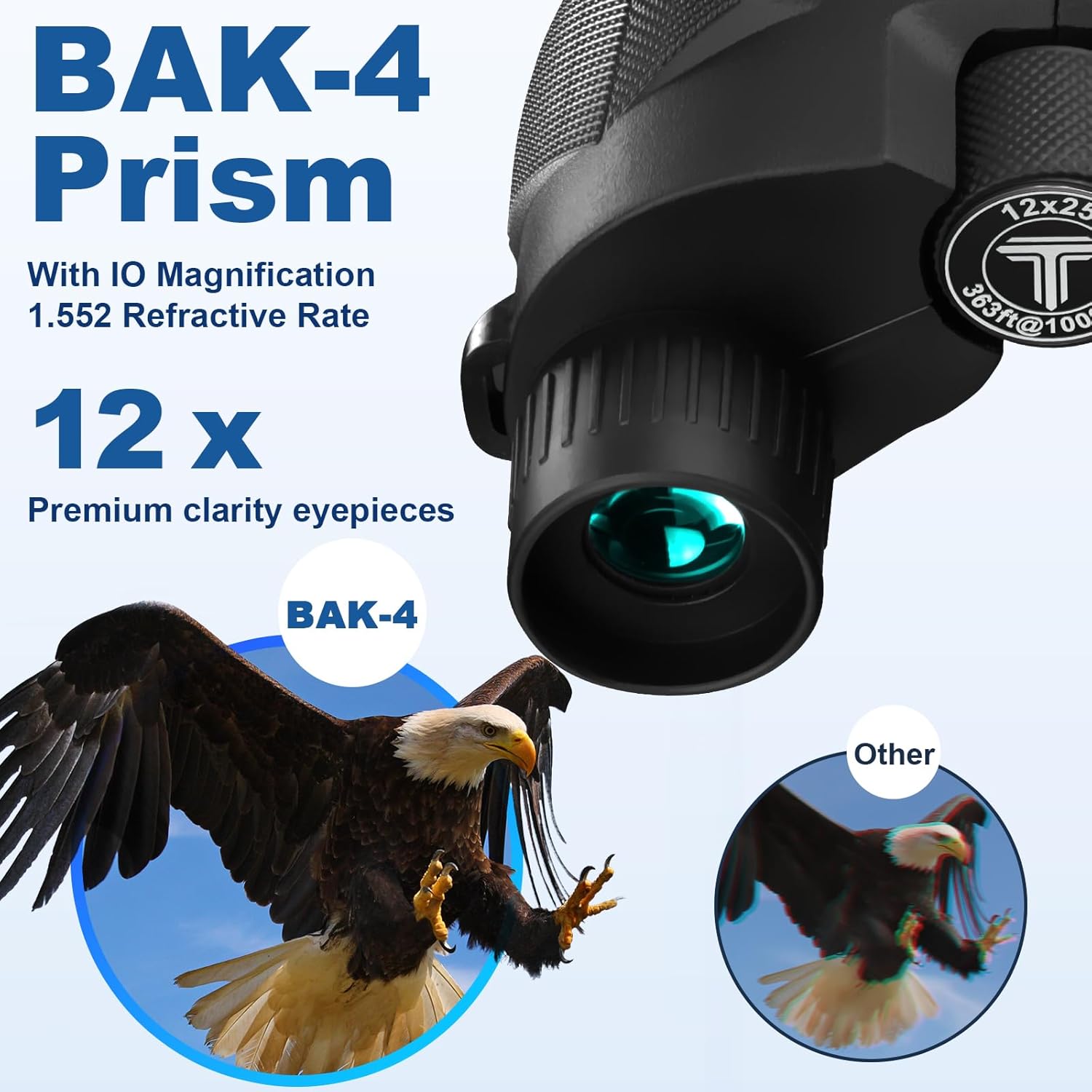 12x25 Compact Binoculars for Adults and Kids - High Powered Binoculars with Clear Low Light Vision and Large Eyepiece, HD Easy Focus Binocular for Bird Watching, Concerts and Sport Games - Image 3