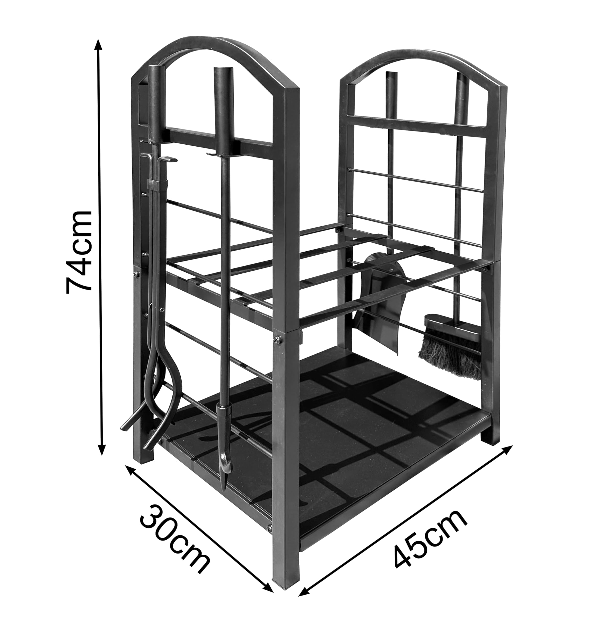 Scaffale in metallo per legna da ardere 45x30x74 cm per interni con pala pinza
