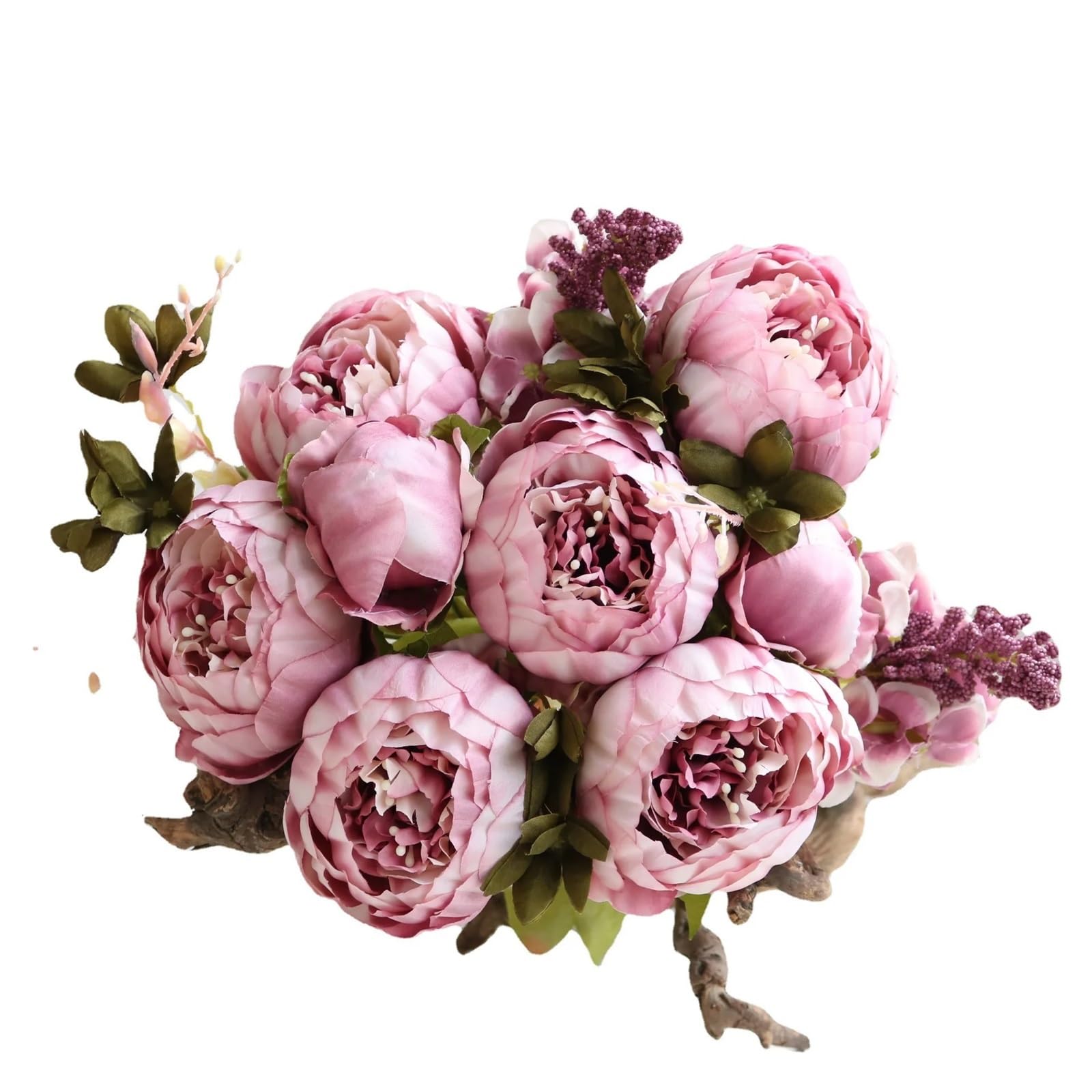 LuoAXINN Artificial Flower Branches 1/3/5pcs Artificial Peony Flowers Silk Fake Wedding DIY Bouquet(Brown,5pcs)