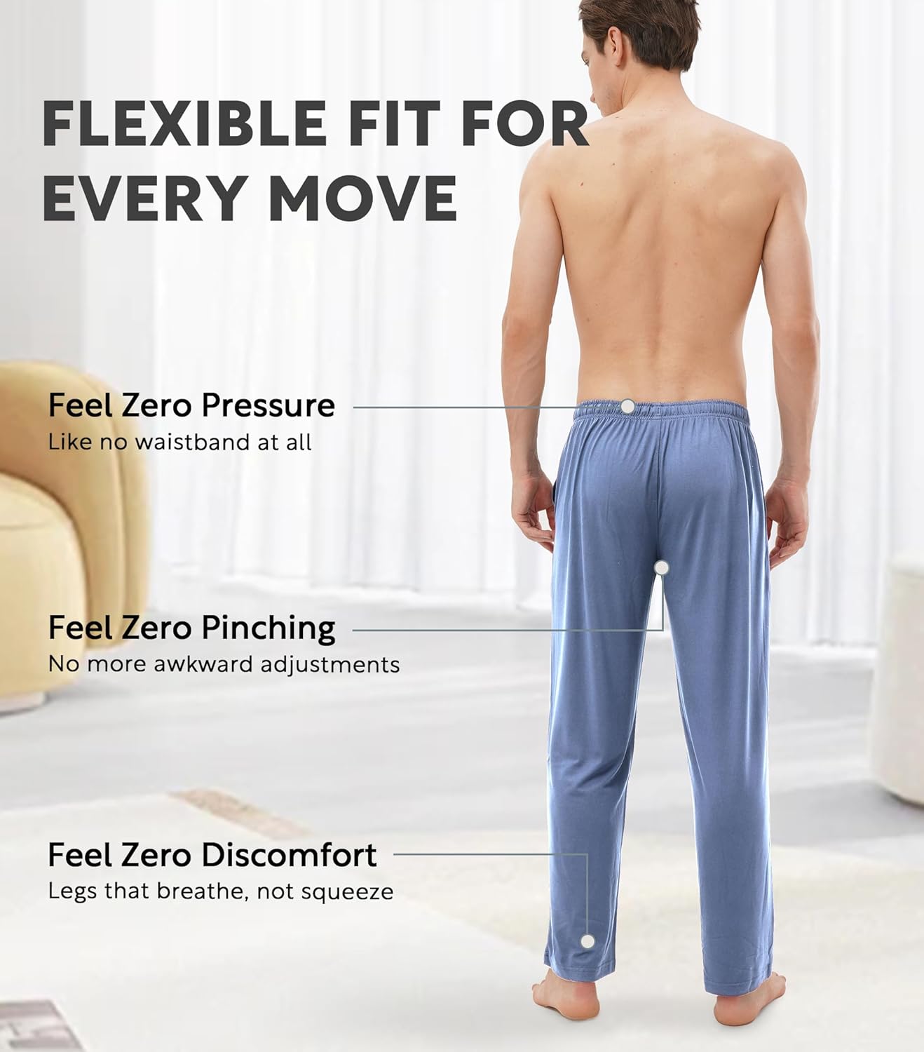 DAVID ARCHY Mens Pajama Pants, Men's Pj Sleep Pants Pajama Silky Soft Lightweight Lounge Pants with Pocket 2 Pack - Image 4