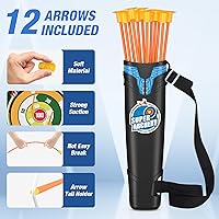 Vista 4 de Arco y flecha para niños, juego de tiro con arco con luz LED con 12 flechas de ventosa, 1 blanco de pie, 3 blancos de puntuación y 1 carcaj, regalos