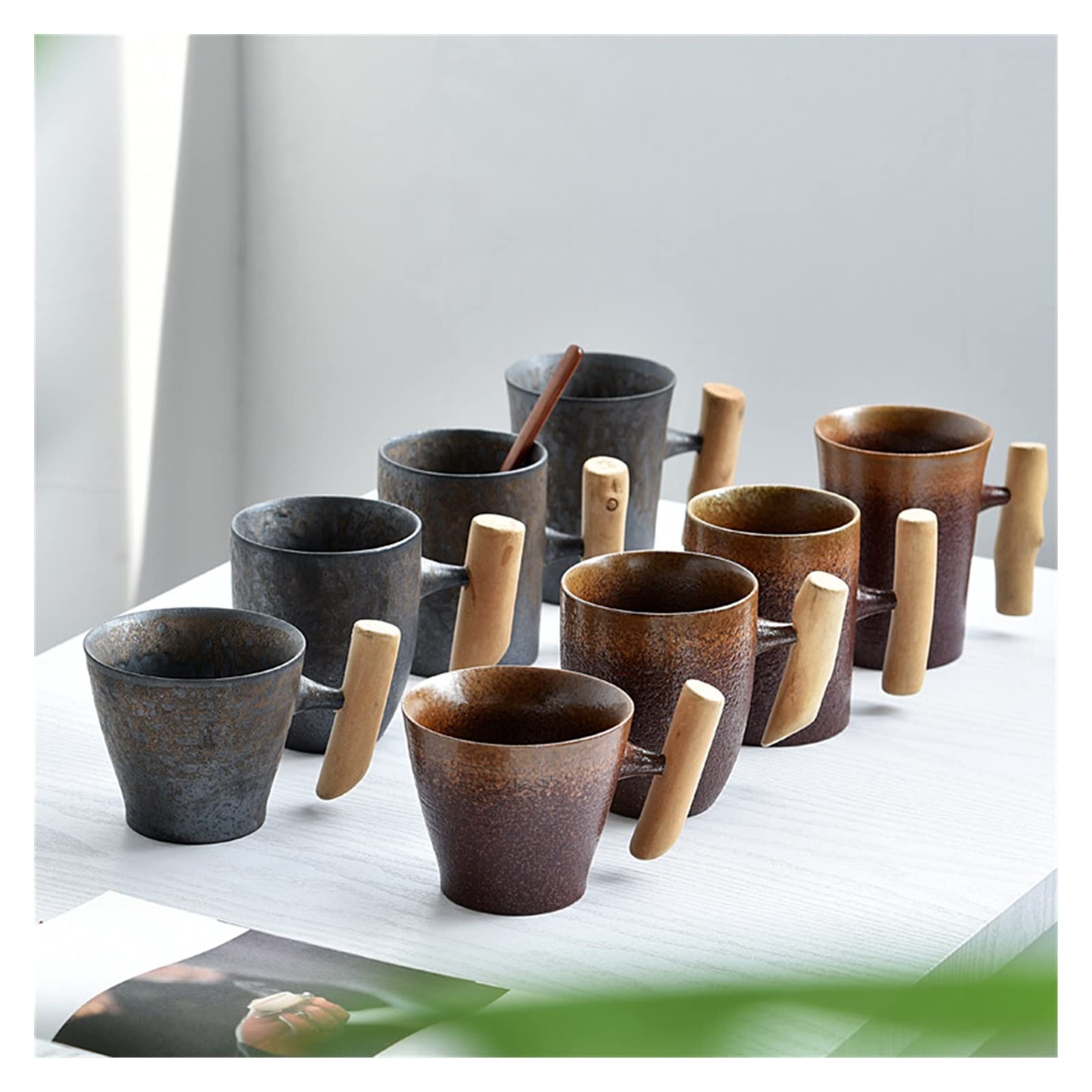 Duże ceramiczne kubki do kawy, Zestaw filiżanek i spodków do herbaty w różnych stylach(Style-2 a)