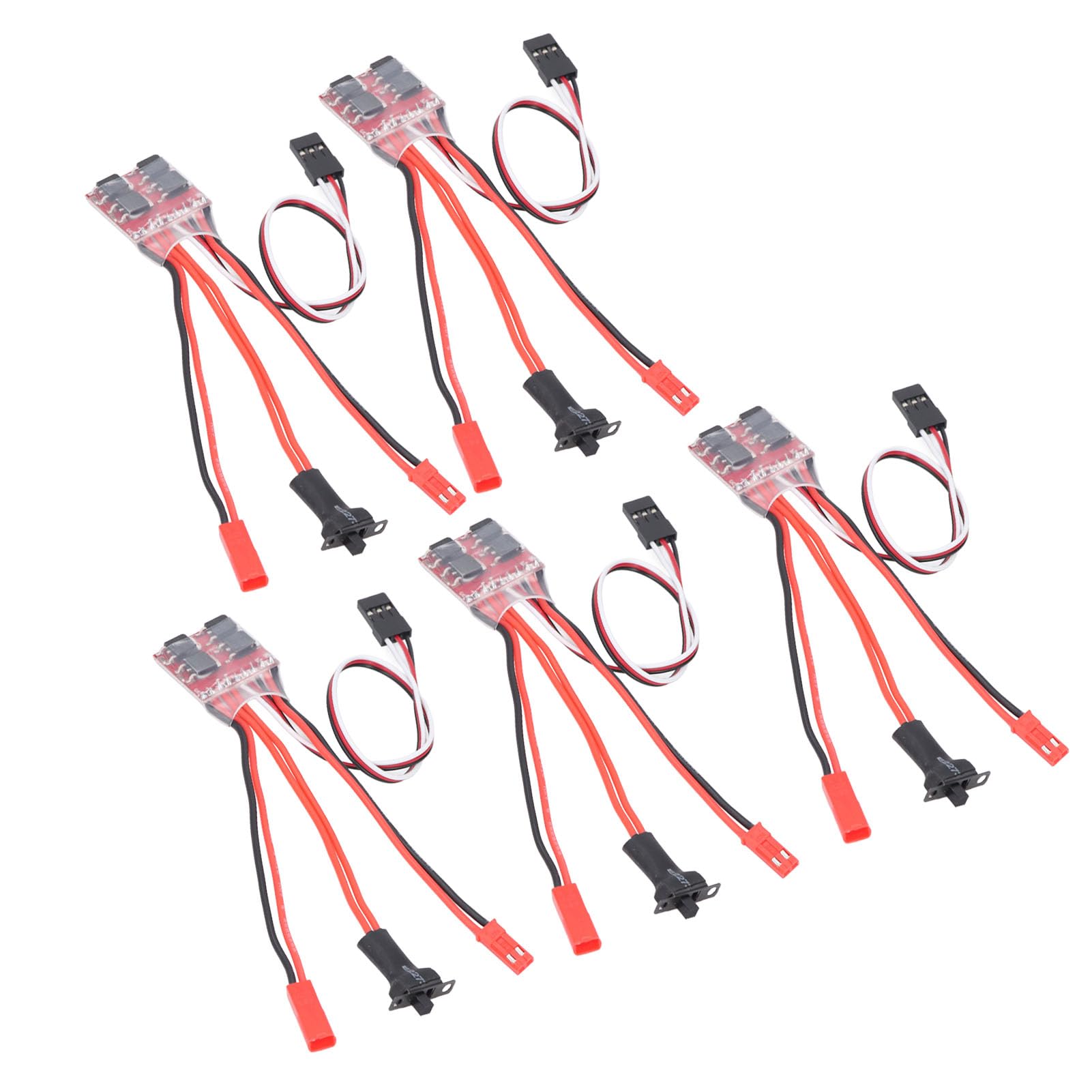 RC 30A Brushed ESC with Enhanced Power and Simple Connection, 5PCS Way JST Interface Speed Controller for 1/18 RC Cars and Boats