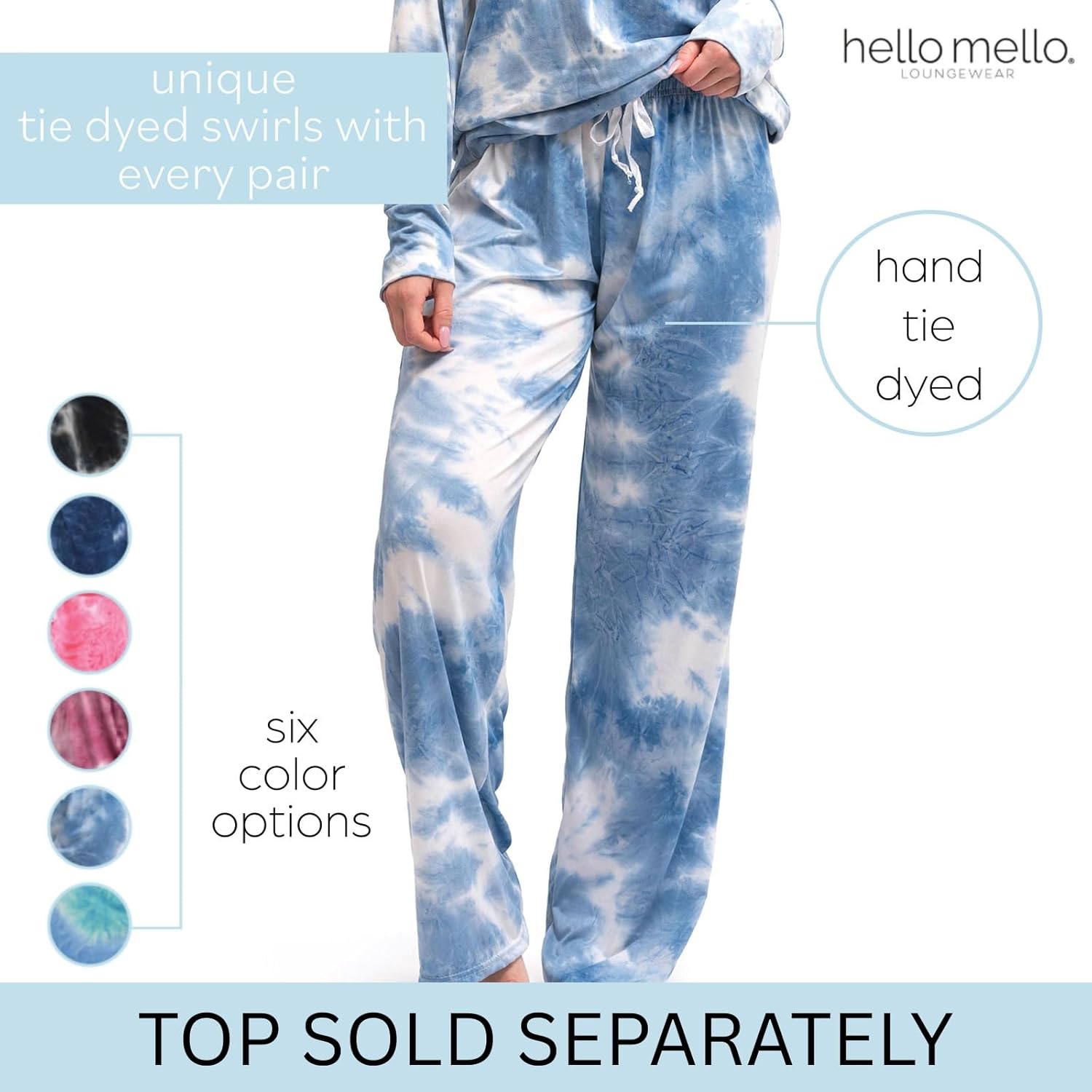 Hello Mello Dyes The Limit Lounge Pants Soft Pajama Tie Dye Bottoms Elastic Waistband Drawstring Tie - Image 3