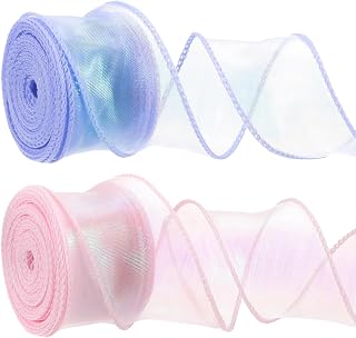 2pcs Organza Ribbon, Ribbon for Gift Wrapping, Wedding Decorations, DIY Crafts, Hair Accessories, Sakura Pink and Dreamy P... Price In India