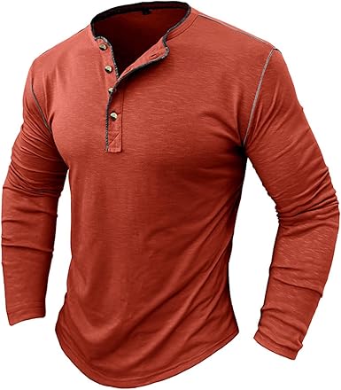 T-shirt Henley Manches Longues Pour Homme – Maille Respirante – Boutonné – Coupe Droite – Pour Quotidien, Sport, Décontracté
