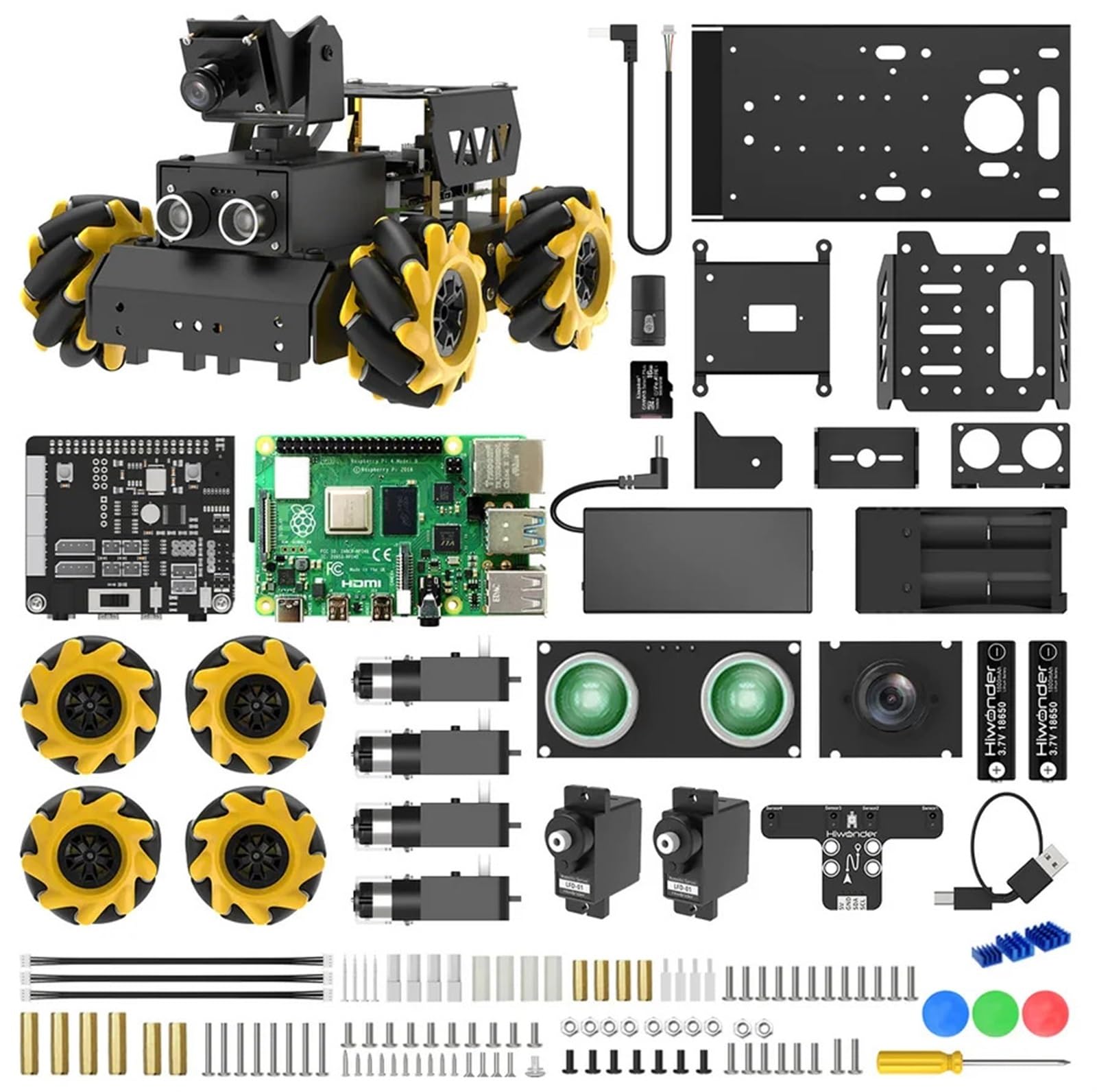 2023 TurboPi Omni Mecanum Wheel Robot Car Kit dla Raspberry Pi z kamerą Open Source Python dla początkujących (Size : No pie and sd card)