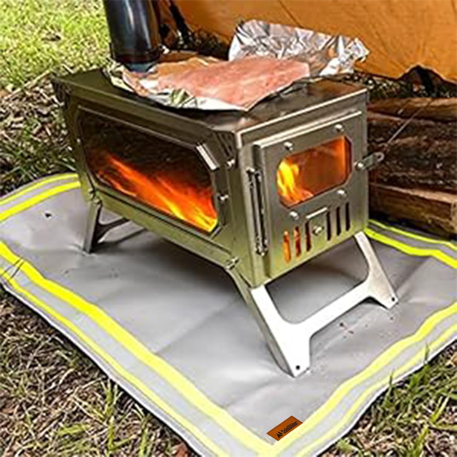 SoloWilder Tapis de poêle à Bois 81,3 x 50,8 cm pour Tente, poêle, terrasse, pelouse, pelouse, Camping, Accessoires de Camping