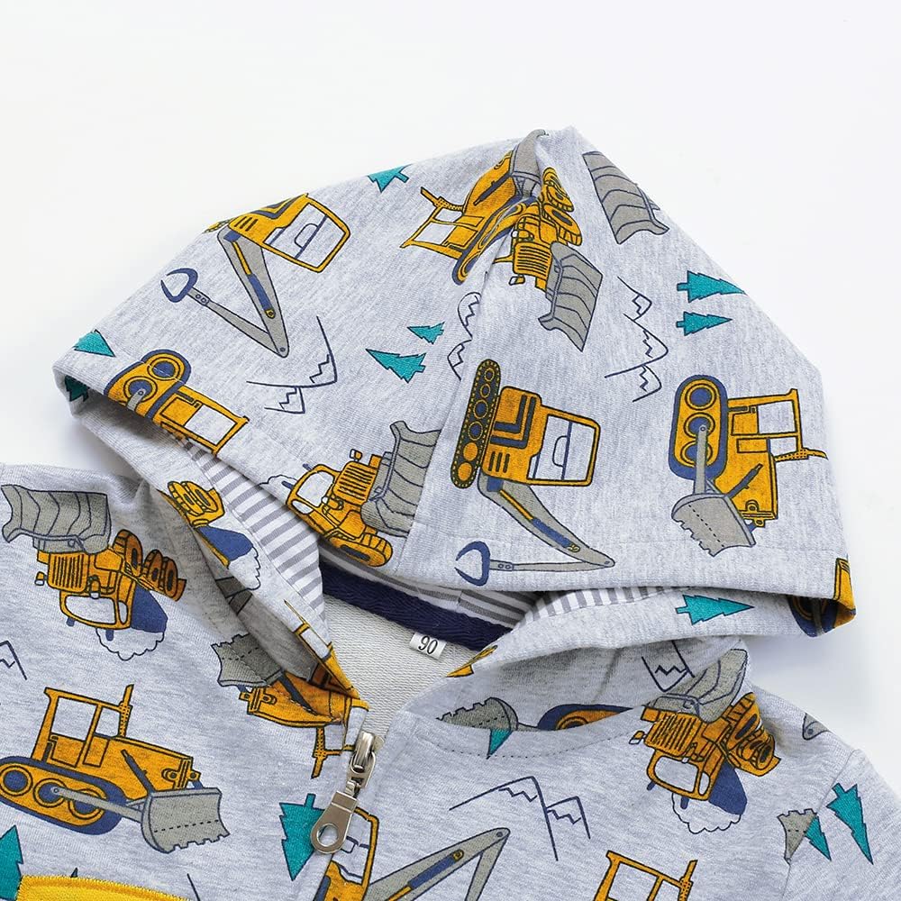 Akyzic Baby Boys Zip Up Hoodie Toddler Boys Jacket Cartoon Winter Long Sleeve Hooded Sweatshirt Tops Fall Coat Kids 2-7 Years - Image 4