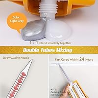 Vista 2 de NADAMOO Lechada epoxi gris claro, tubos duales, lechada de azulejos impermeable, 19 onzas, 13.5 fl oz, línea de lechada de azulejos para ducha