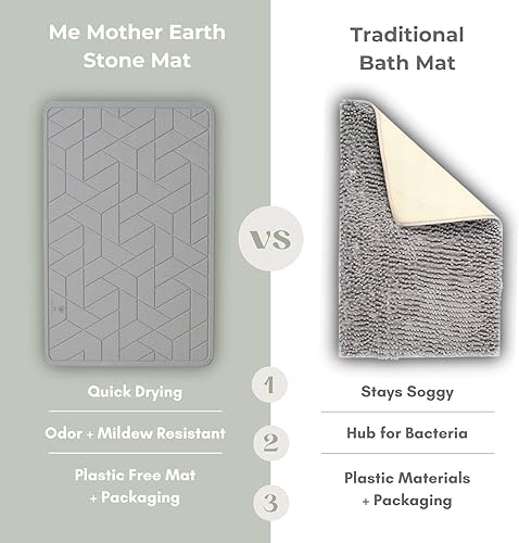 Miniatura 4 de ME MOTHER EARTH Tapete de ducha antideslizante para baño tapete de baño de tierra de diatomeas de secado rápido súper absorbente ecológico