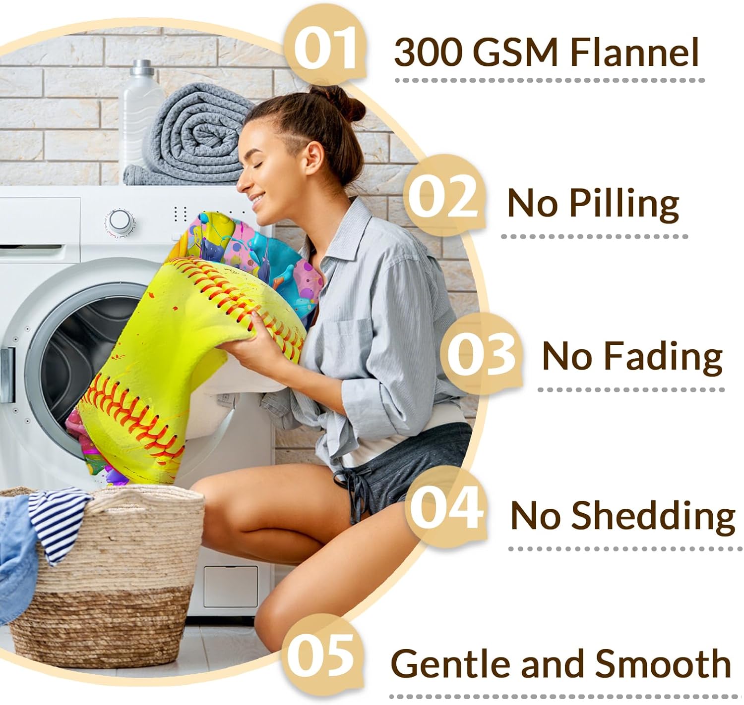 Softball Gifts - 50x40 Inches Sports Throw Blanket for Team, Girls Age 6-8 - Softball Accessories for Girls - Pink Soft Warm Cozy Blankets for Couch, Travel & Camping - Image 5