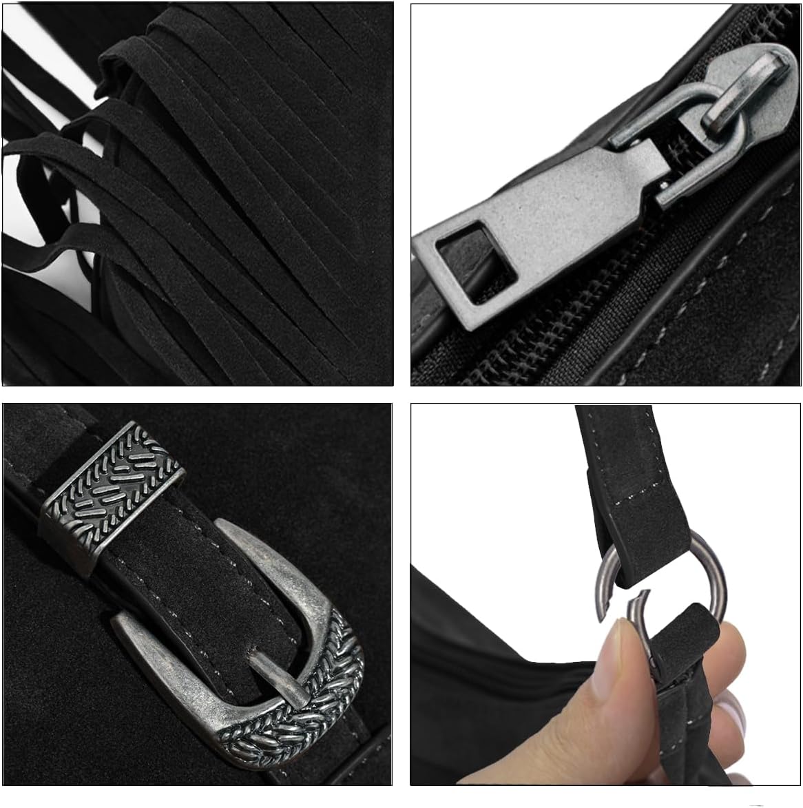 Sunwel Fashion Small Western Fringe Underarm Purse Mini Hipppie Shoulder Bag with Tassel for Women - Image 2