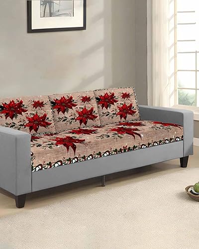 Miniatura 22 de Fundas de cojín para sofá de Navidad, funda elástica para sofá con parte inferior elástica, diseño de muñeco de nieve rosa, diseño de nieve, nieve