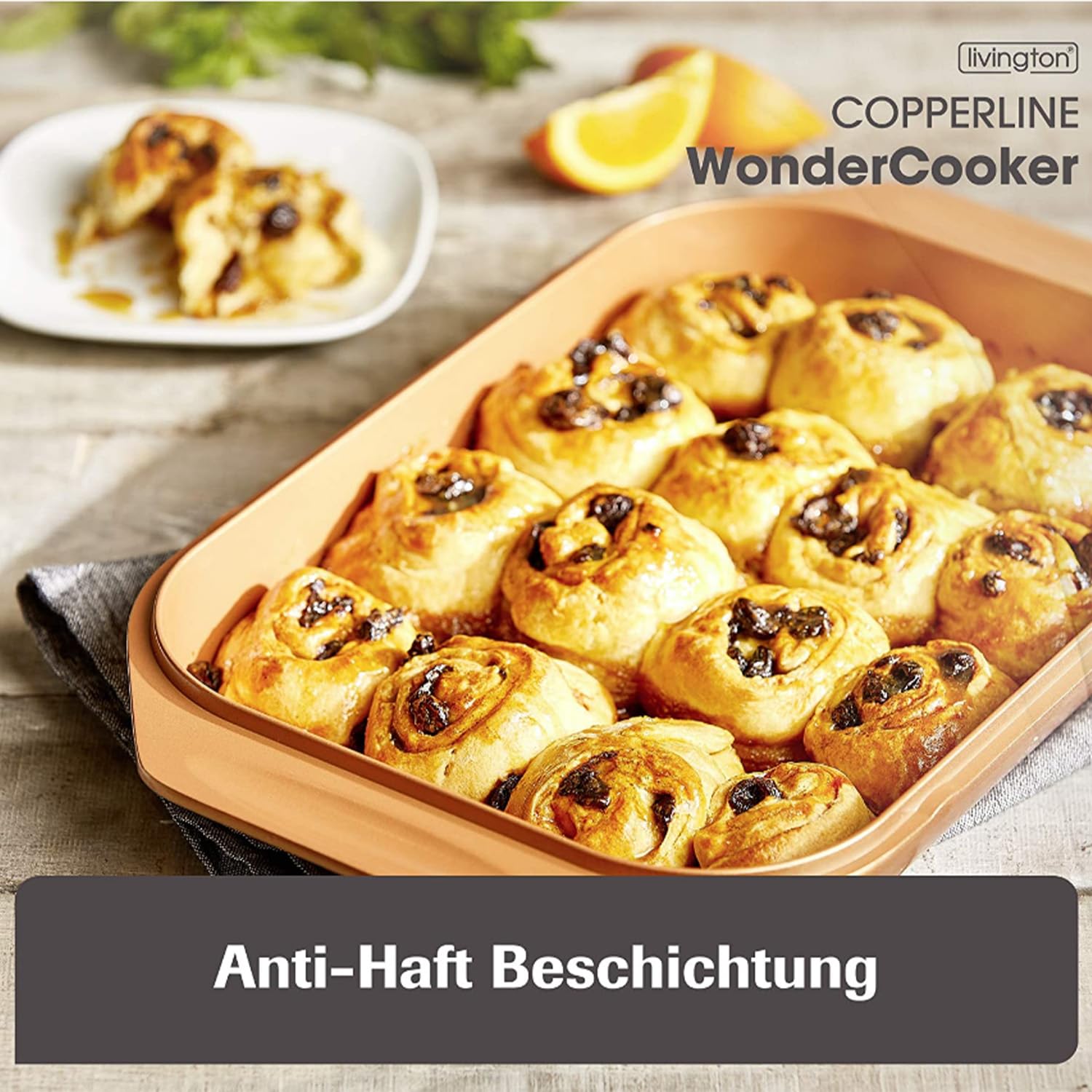 Livington Copperline WonderCooker - multifunktionaler Kochtopf – großer Topf, Bräter, Dampfgarer, Heißluftfritteuse - alle Herdarten, Backofen & Grill