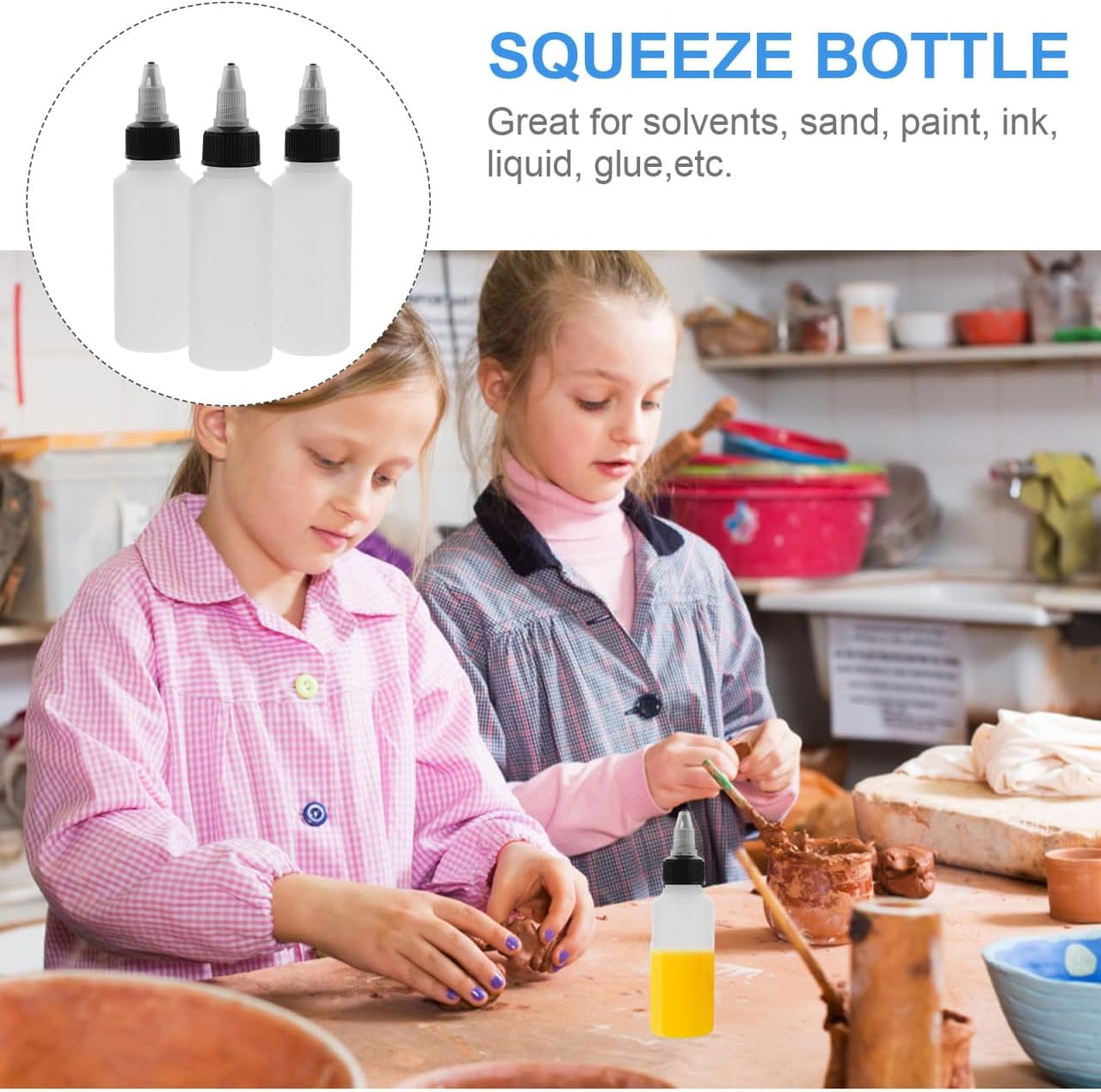 20 Pack 2 oz (60ml) Clear Squeeze Bottles, Empty Refillable Plastic Dispensing Bottles with for Ink, Paint, DIY and Liquid Storage