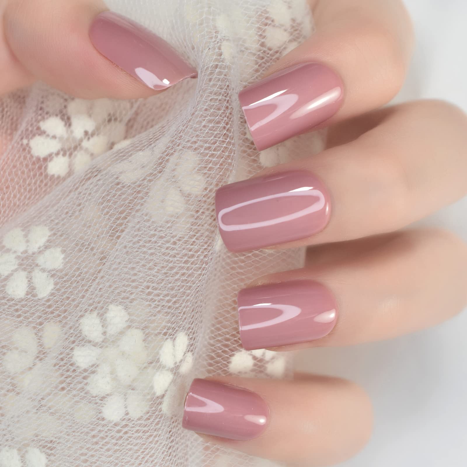 Elevenail Medium Length Press On Nails Pink White Full Cover Tips_voghion.com
