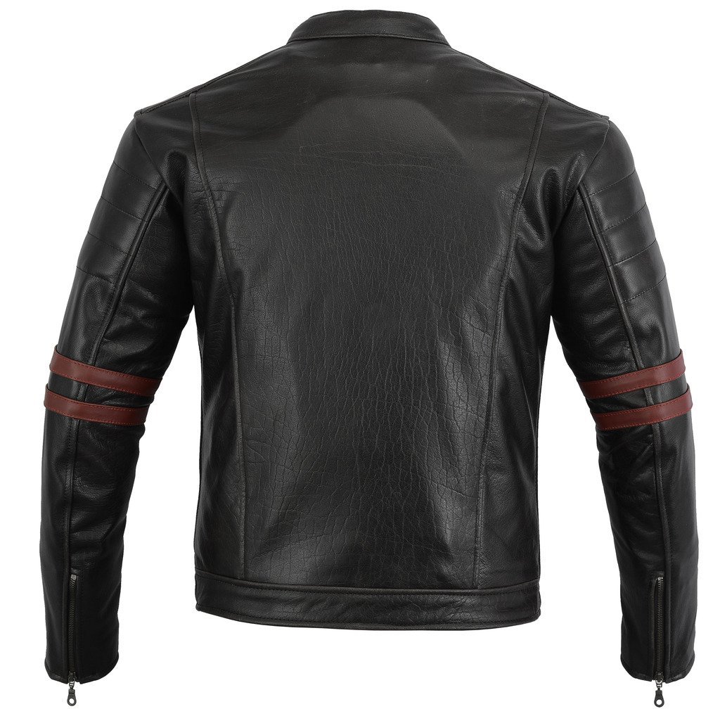 Bikers Gear UK veste de Moto couleur Black & Oxblood en cuir travaille Blouson modèle Café Racer Hybrid avec Protection approuvées CE - Large