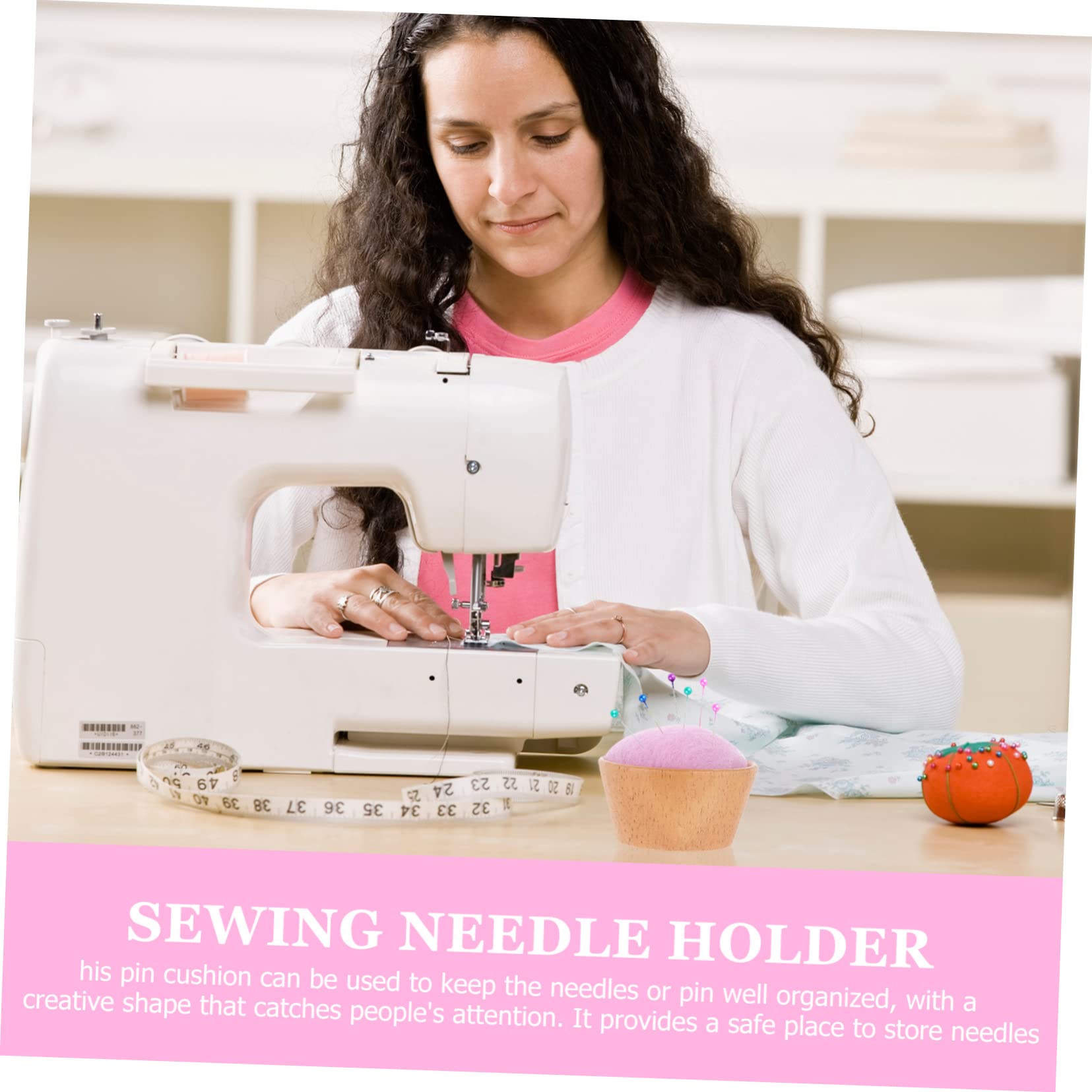 Uonlytech 1Pc Wool Ball Pin Cushion with Base Cute Needle Organizer for DIY Sewing Crafts Adorable Half Design for Safe Needle Storage and Easy Access